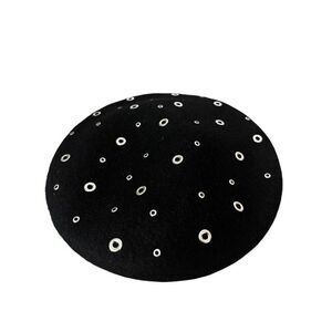 Michael Kors Grommeted Felt Beret black wool blend